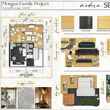 Residential design board with the title Morgan Family Project